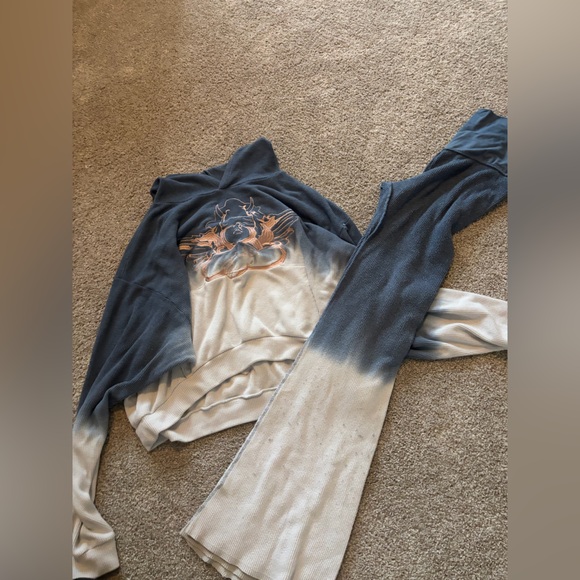 Boys Lie Tops - Boys lie knit set hoodie and fold over pans OSO and medium pants